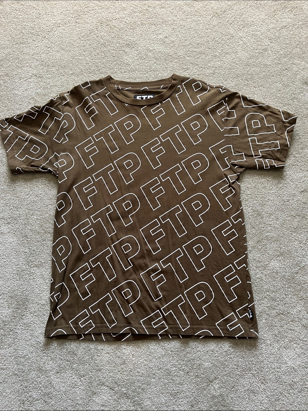 FTP Olive Green with White Logo-Print Tee